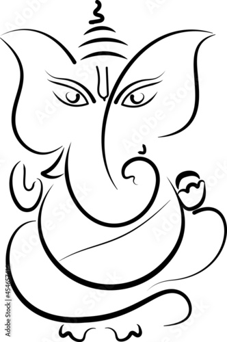 Line art of Ganesh in black border
