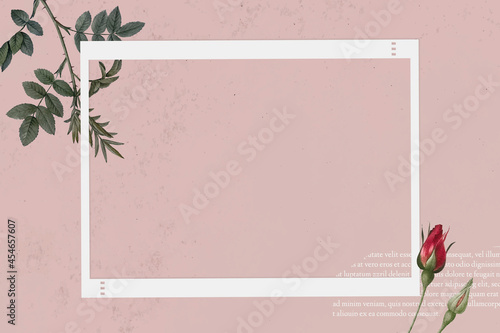 Blank collage photo frame template on pink background vector