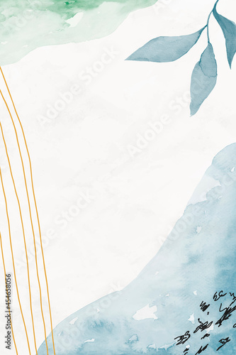 Blue watercolor floral background