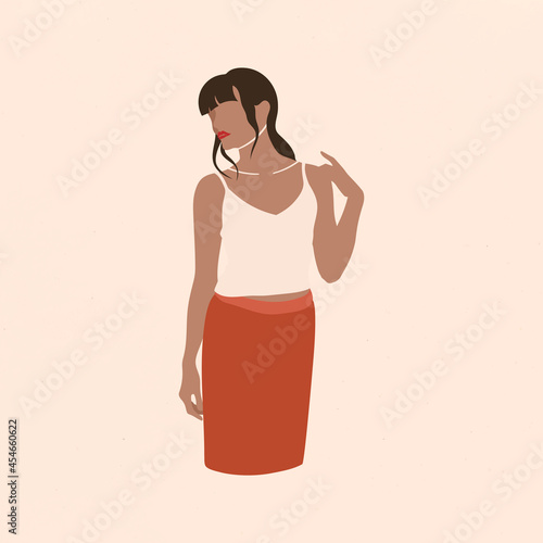 Female fashionista on beige banner