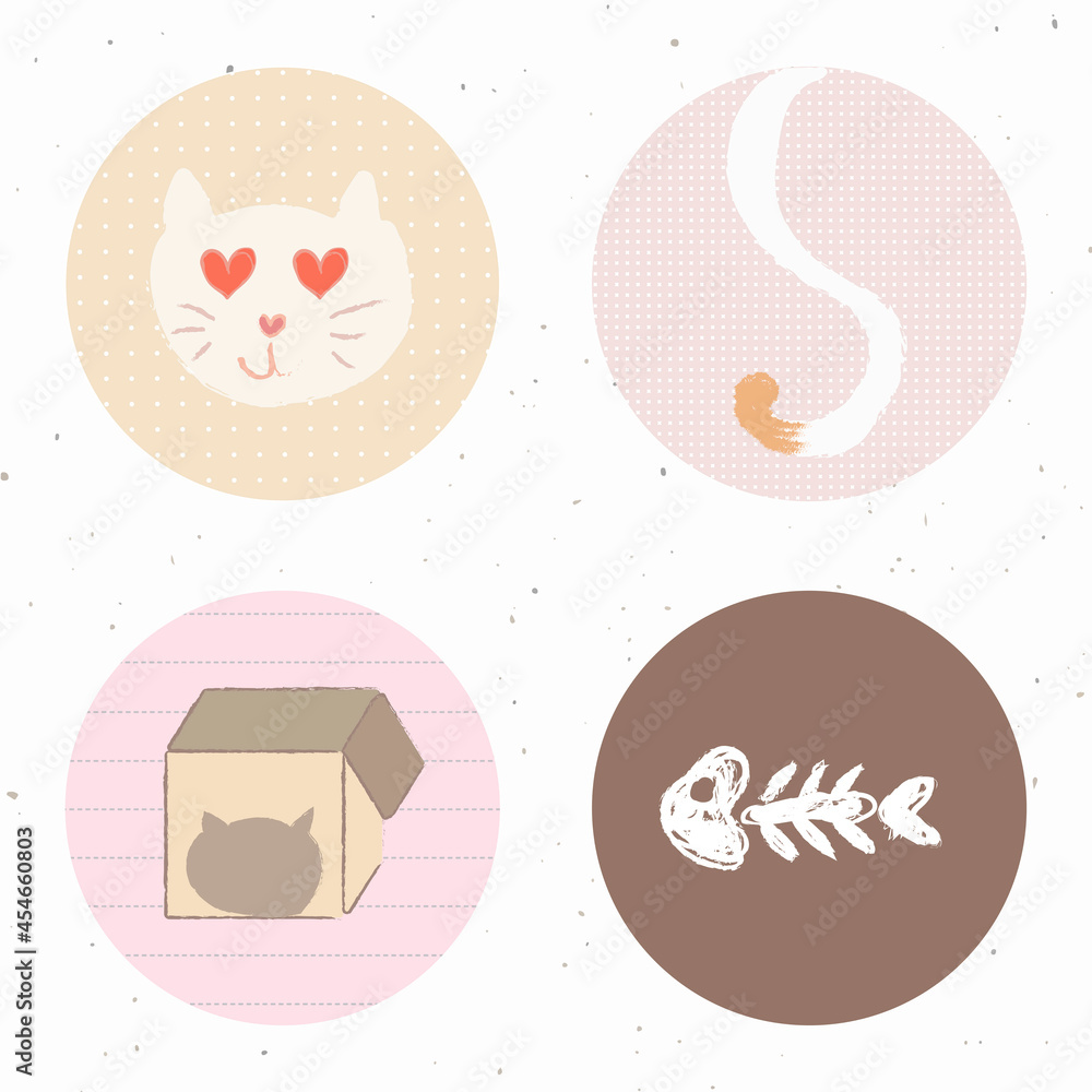 Cat story highlights icon set for social media