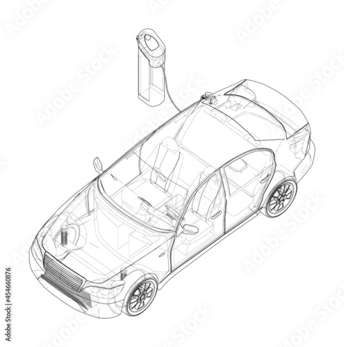 Electric car charging station. Electromobile