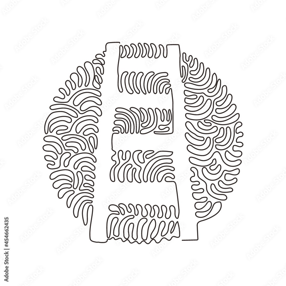 Continuous one line drawing fire ladder icon. Wooden ladder isolated. Stand ladder. Ladder equipment for firefighter. Swirl curl circle background style. Single line design vector graphic illustration Continuous one line drawing fire ladder icon. Wooden ladder isolated. Stand ladder. Ladder equipment for firefighter. Swirl curl circle background style. Single line design vector graphic illustration
