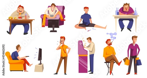 Addictions and bad habits of characters vector