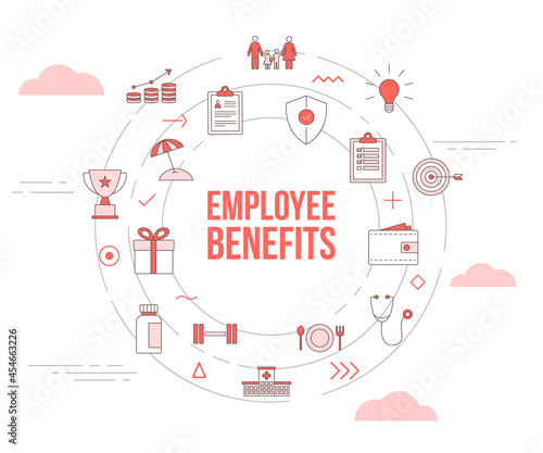 employee benefits concept with icon set template banner and circle round shape