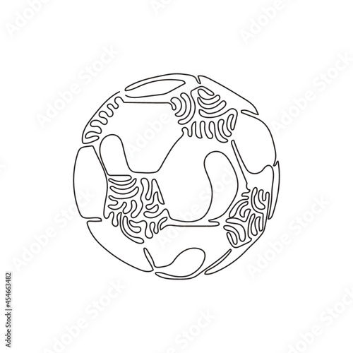 Canvas Print Single one line drawing white soccer ball for soccer game recreation