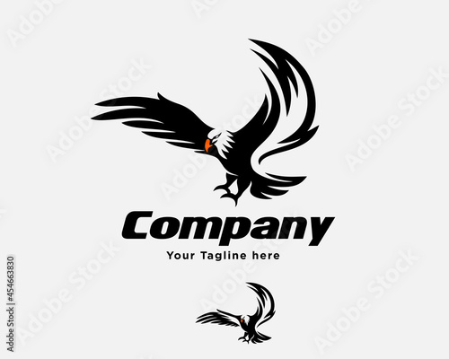 drawn silhouette eagle falcon hawk flying logo template illustration inspiration