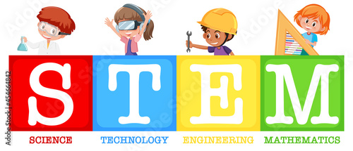 Colourful STEM education text icon