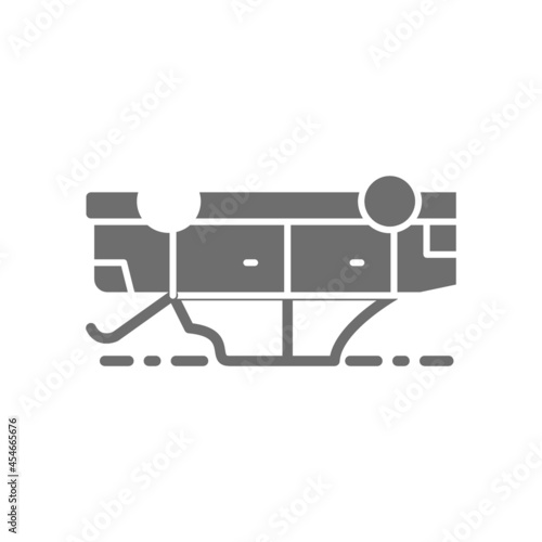 Car flipped over, automobile turned over after accident grey icon.