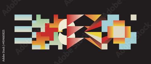 Generative Design Artwork of Abstract Vector Generated Shapes Composition