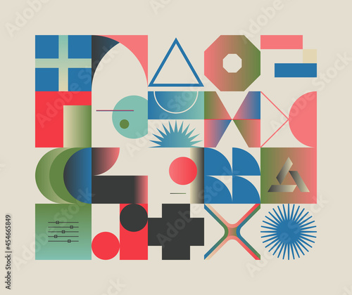 Generative Design Artwork of Abstract Vector Generated Shapes Composition