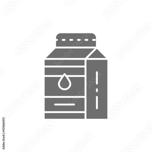 Milk, kefir in paper box grey icon.