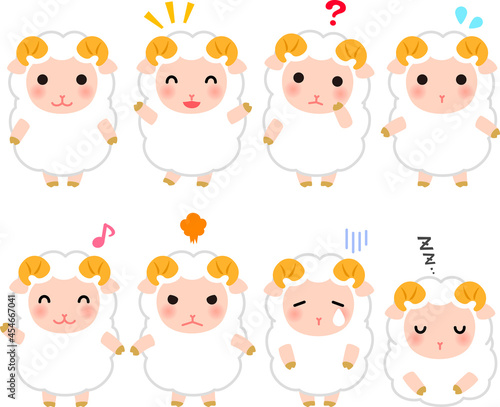 羊のキャラクターのイラストセット