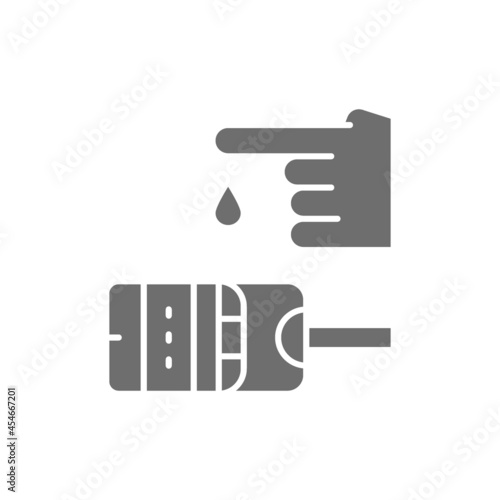 Blood sugar test, glucometer, glucose, diabetes grey icon.