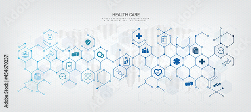 geometric hexagon background Medical concept with interconnected hexagon vector icon. EPS. 10 vector images.
