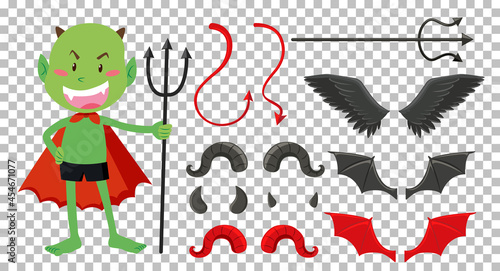 Set of devil and angel object decor