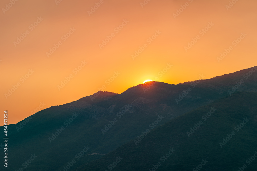 Majestic sunset over mountains Majestic sunset over mountains