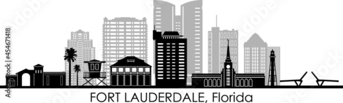 Obraz na płótnie FORT LAUDERDALE Florida USA City Skyline Vector
w salonie