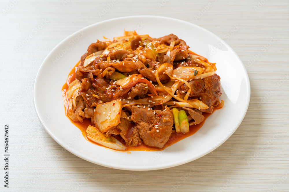 stir-fried pork with Korean spicy paste and kimchi stir-fried pork with Korean spicy paste and kimchi