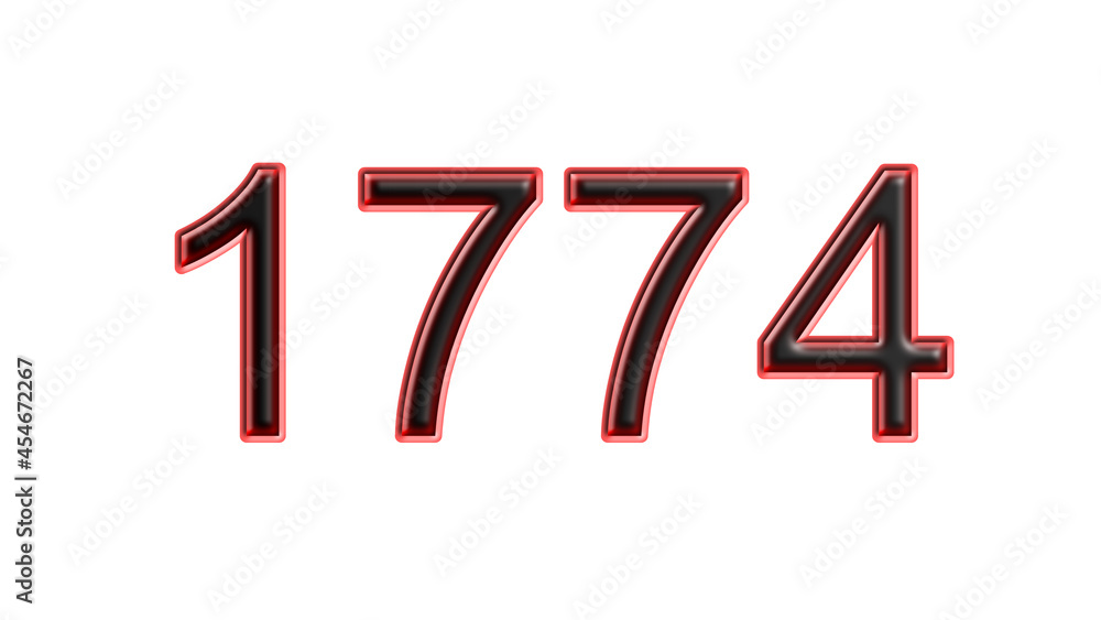 red 1774 number 3d effect white background red 1774 number 3d effect white background