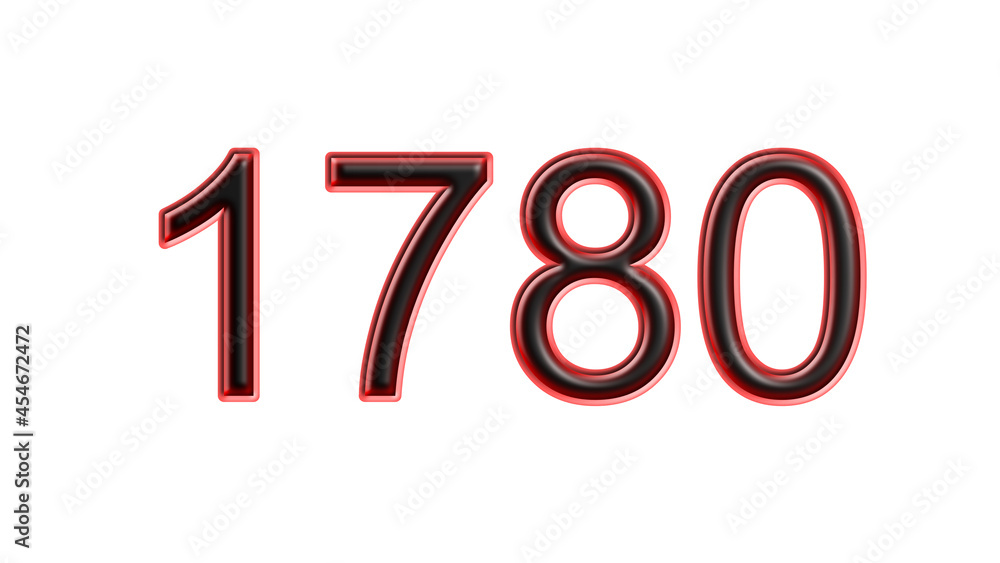 red 1780 number 3d effect white background red 1780 number 3d effect white background