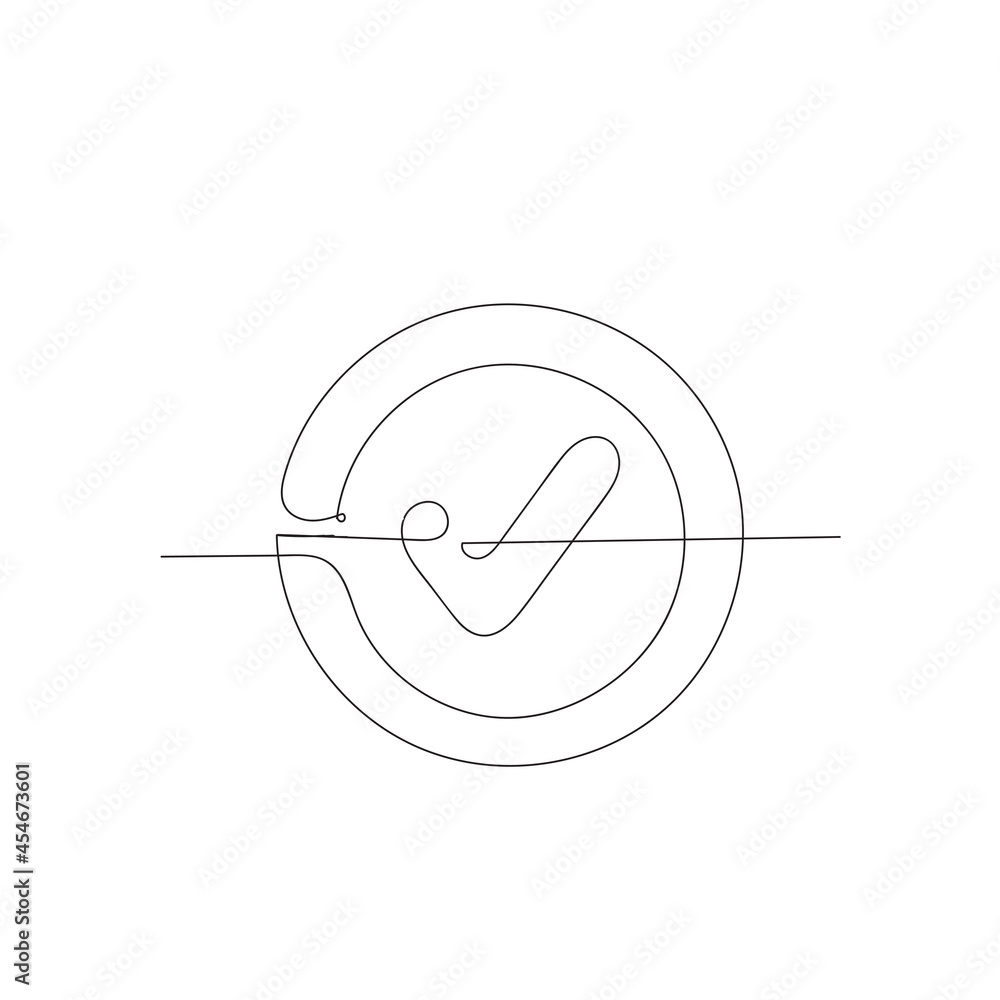continuous line drawing check mark illustration vector isolated continuous line drawing check mark illustration vector isolated
