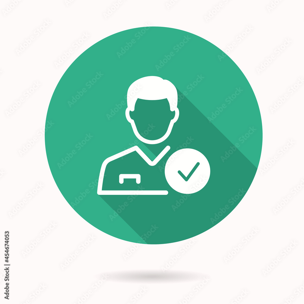 Verification icon with long shadow for graphic and web design. Verification icon with long shadow for graphic and web design.