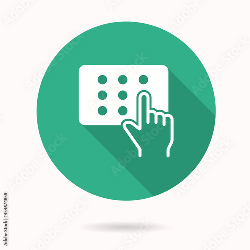 Access control icon with long shadow for graphic and web design.