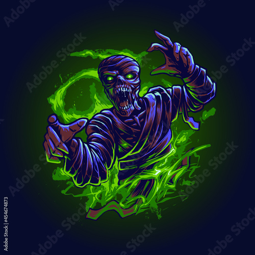 the mummy attack illustration vector