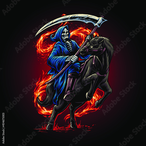 grim reaper riding a horse illustration