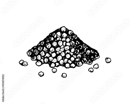 Hand drawn handful of pepper. Vector illustration in sketch style