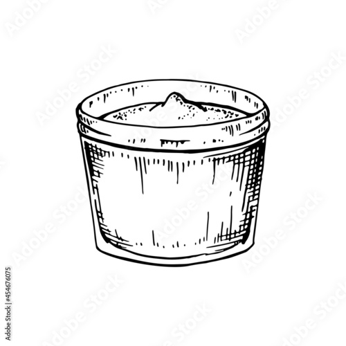 Hand drawn spread in a jar. Vector illustration in sketch style