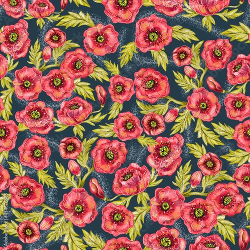 red-poppy-flowers-seamless-pattern-design-on-dark-background-floral-backdrop