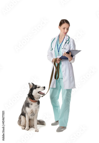 Veterinarian with cute dog ...