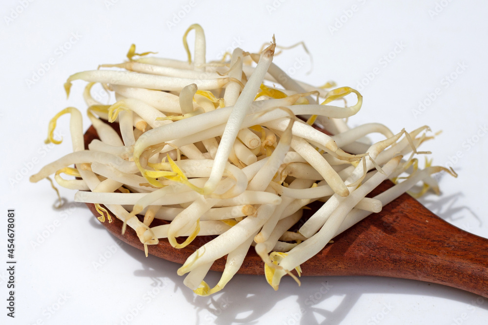 Bean sprouts on white background.