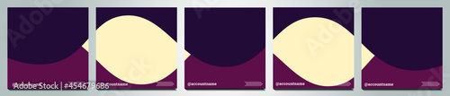 Set of social media background suitable for social media posts, feeds, and stories. Abstract shapes for pictures and abstract multiple deep colors purple, red, and white.