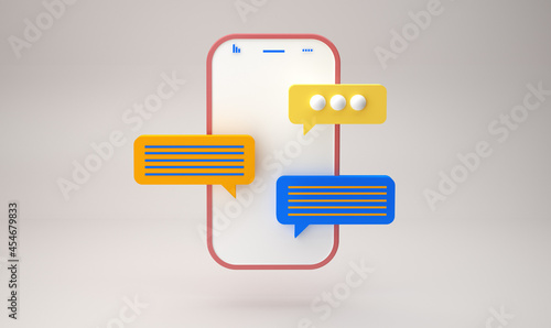 Notification message smartphone reminder 3D render illustration