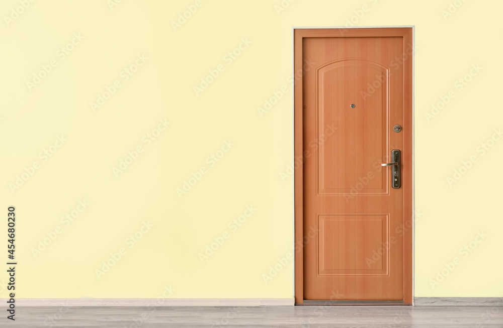 View of wooden door in hall View of wooden door in hall