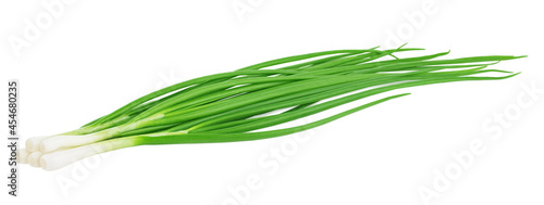 Heap of fresh green onion isolated on white background.