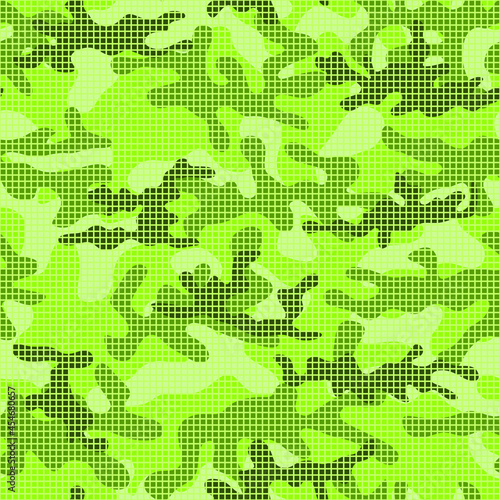 Light green camouflage with mesh. Army modern pattern.