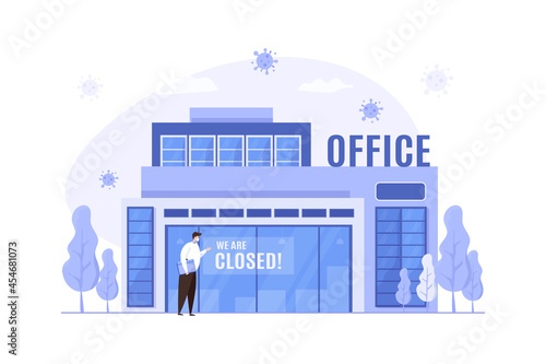 Office business activities are closed during pandemic illustration concept
