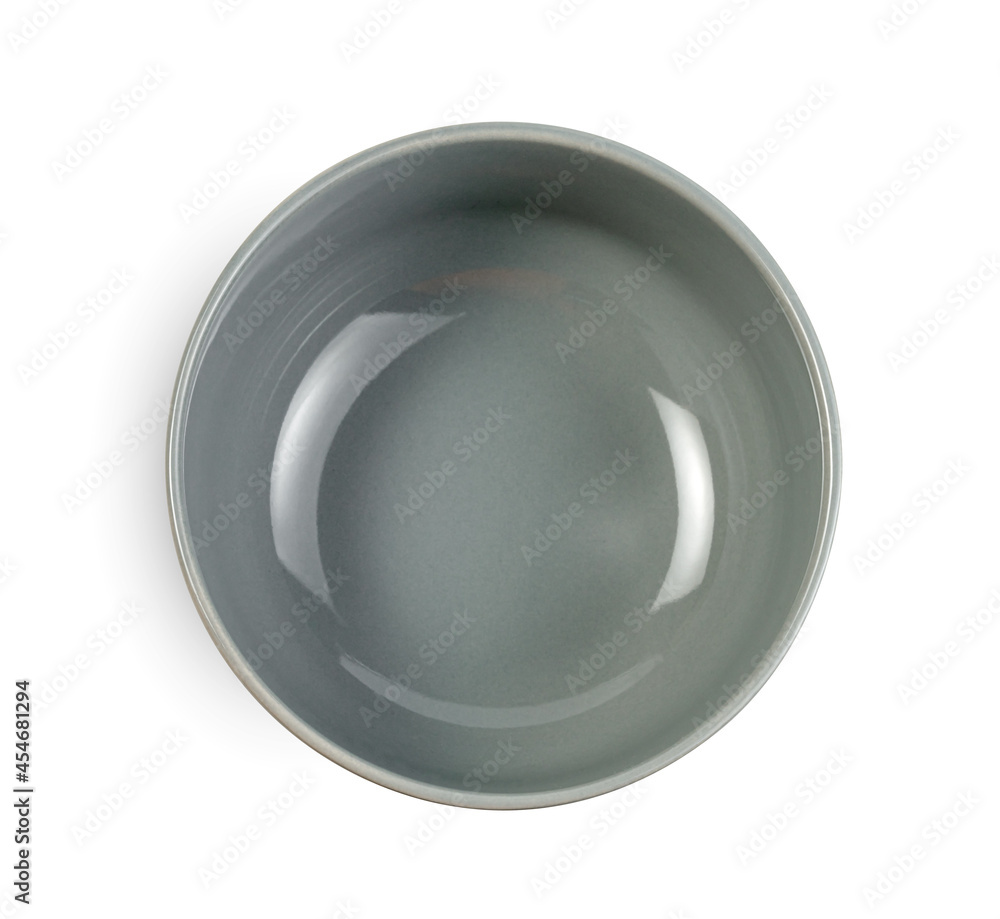 Gray bowl empty isolated on white background,top view ,include clipping path