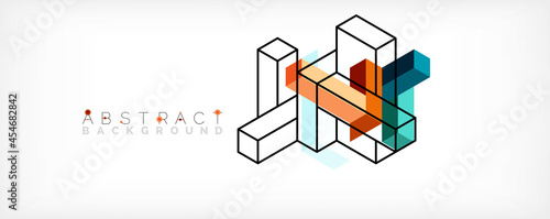 Abstract background. 3d cubes, cubic elements and blocks. Techno or business concept for wallpaper, banner, background, landing page