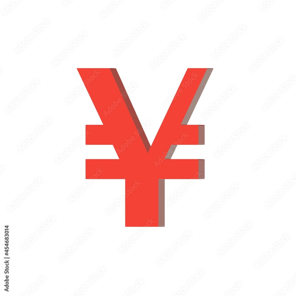 Obraz premium 3d yen symbol red abstract white background