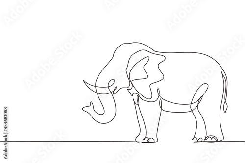 Single one line drawing African elephant. Wild animal. Big cute elephant company logo identity. African zoo animal icon concept. Modern continuous line draw design graphic vector illustration
