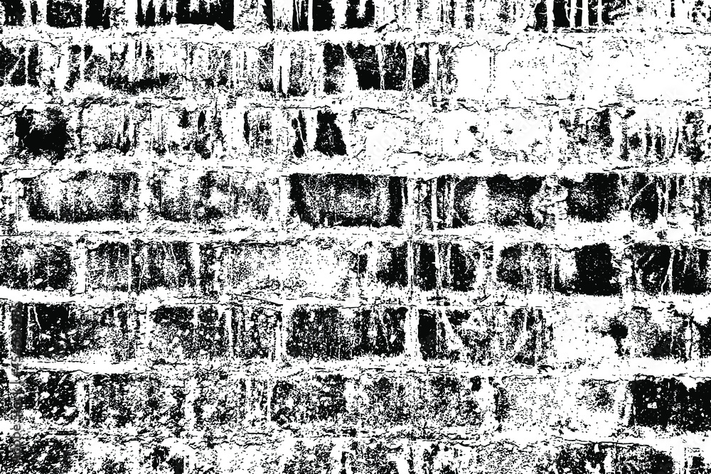 The grunge texture of a brick wall. A brick wall made of blocks with cement. Vector illustration. Overlay template.
