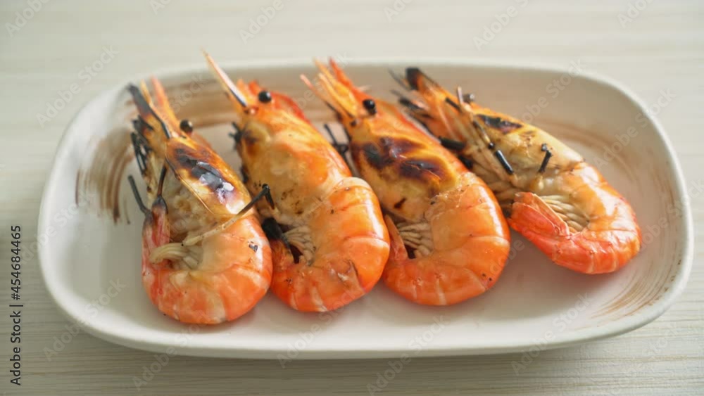 grilled river prawns or shrimps - seafood style grilled river prawns or shrimps - seafood style
