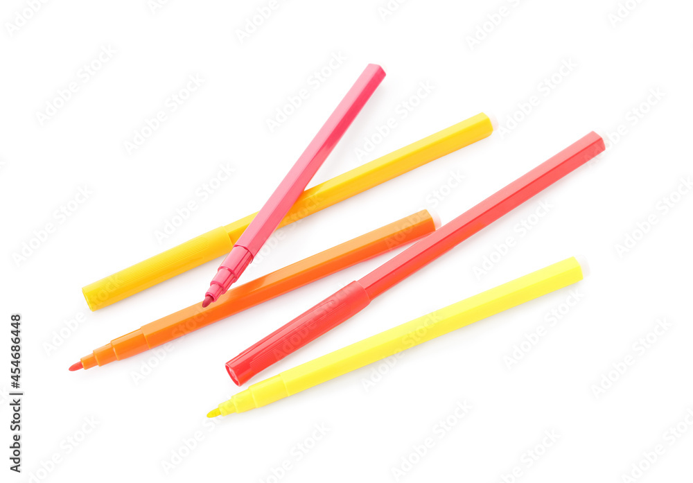 Colorful felt tip pens on white background Colorful felt tip pens on white background