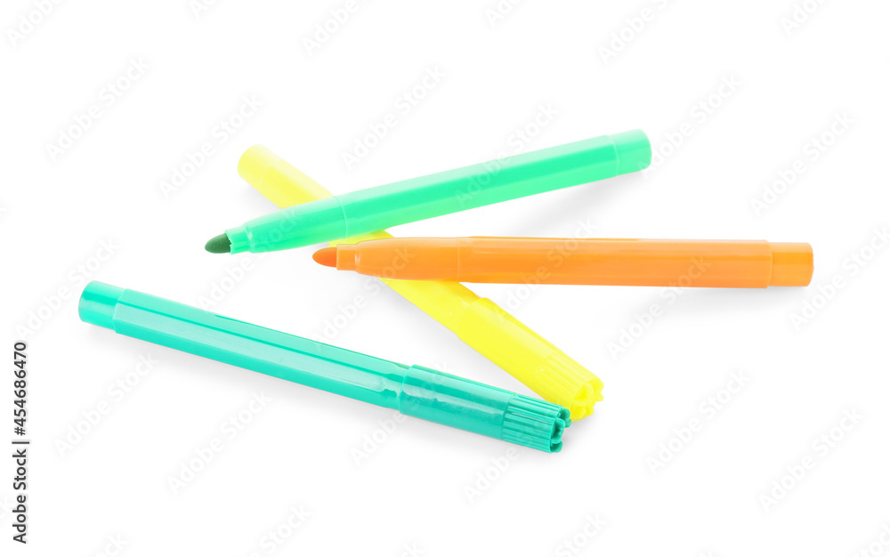 Colorful felt tip pens on white background Colorful felt tip pens on white background