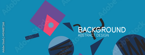 Abstract background. Blocks, lines, triangles, circles composition. Techno or business concept for wallpaper, banner, background, landing page